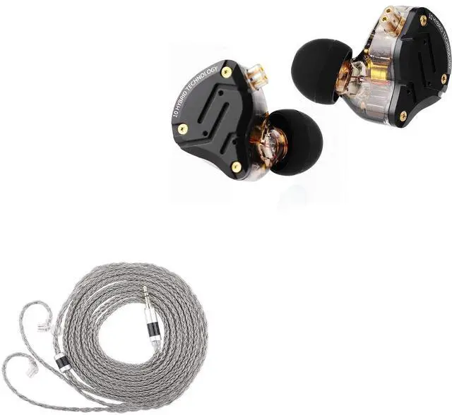 Main image of Linsoul KZ ZS10 Pro, 4BA+1DD 5 Driver in-Ear HiFi Metal Earphones with Stainless Steel Faceplate, Tripowin Zonie IEM Cable, 2m Long Earbud Cable