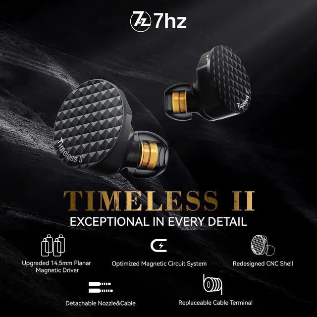 Alt view image 2 of 5 - Linsoul 7Hz Timeless II in Ear Monitor, Upgraded 14.5mm Planar Magnetic Driver IEM, Wired Earbuds(Timeless II) Tripowin Zonie IEM Cable, 2m Long Earbud Cord, 16 Core Silver Plated Earphone