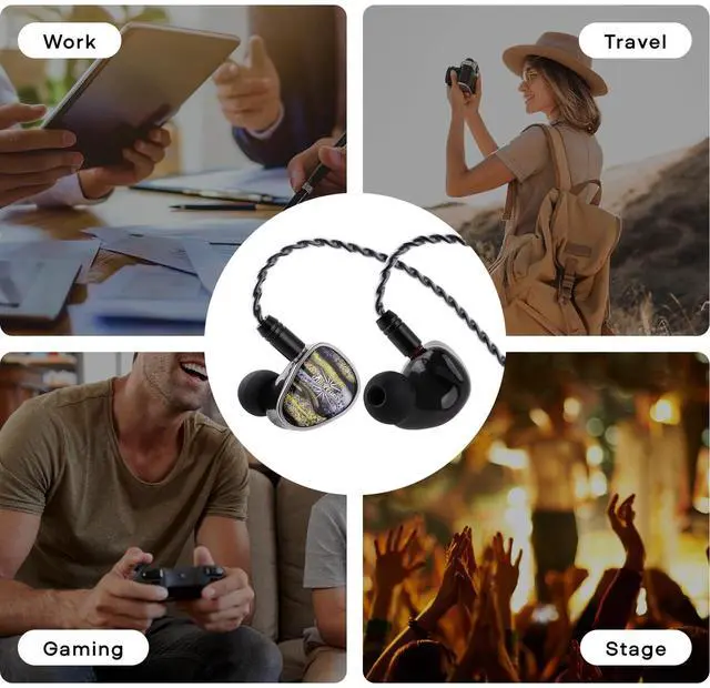 Alt view image 3 of 5 - Linsoul Kiwi Ears Étude in Ear Monitor, 3BA+1DD+1BN Hybrid Driver IEM Earphones Tripowin Zonie IEM Cable, 16 Core Silver Plated Earphone Upgraded Cords