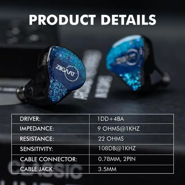 Alt view image 2 of 5 - Linsoul ZiiGaat x Fresh Reviews Arete in Ear Monitor, 1DD+4BA Hybrid Earphone IEM + Tripowin Zonie IEM Cable, 16 Core Silver Plated Earphone Upgraded Cords