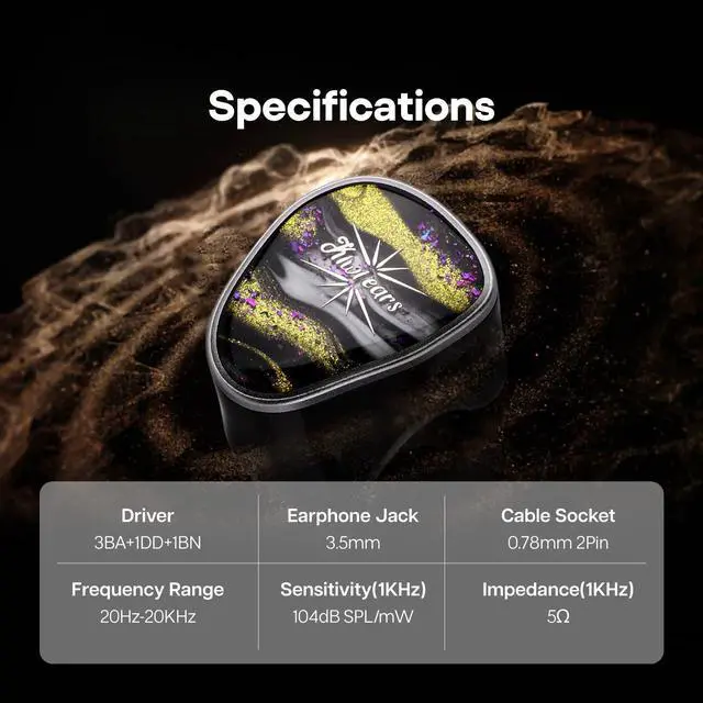 Alt view image 4 of 5 - Linsoul Kiwi Ears Étude in Ear Monitor, 3BA+1DD+1BN Hybrid Driver IEM Earphones, Gaming Earbuds Kiwi Ears Allegro Mini Portable IEM DAC, in Ear Monitor Amplifier, USB C to 3.5/4.4mm Output