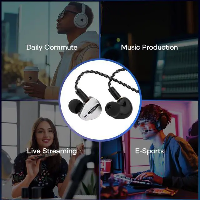 Alt view image 4 of 5 - Linsoul Kiwi Ears Airoso in Ear Monitor,1DD+4BA Hybrid Driver IEM Earphones+ Tripowin Zonie IEM Cable, 16 Core Silver Plated Earphone Upgraded Cords