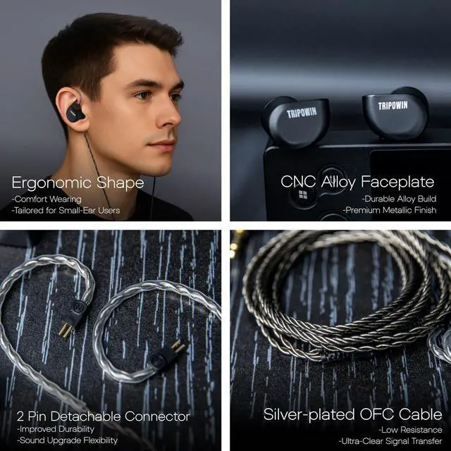 Alt view image 5 of 5 - Linsoul Tripowin Ruta10 in Ear Monitor, 10mm LCP Dynamic Driver IEM Earphones(Black) LC02 in Ear Monitor Case, Portable Earbud Hard Case