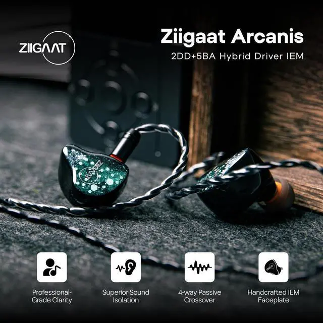 Alt view image 2 of 5 - Linsoul ZiiGaat Arcanis in Ear Monitor, Professional 2DD+5BA Hybrid IEM Earphone + Kiwi Ears Allegro Pro Upgraded IEM Earphone DAC/AMP