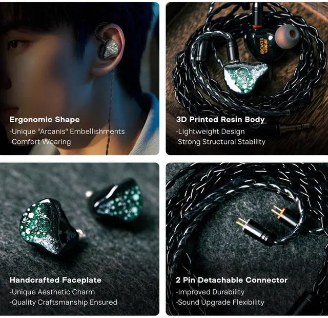 Alt view image 5 of 5 - Linsoul ZiiGaat Arcanis in Ear Monitor, Professional 2DD+5BA Hybrid IEM Earphone + Kiwi Ears Allegro Pro Upgraded IEM Earphone DAC/AMP