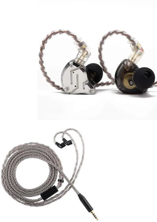 Main image of Linsoul KZ ZS10 Pro, 4BA+1DD 5 Driver in Ear Monitor, HiFi Wired Earbuds, Gaming Earbuds(with Mic, Black) + Tripowin Zonie HiFi in-Ear Monitor Upgrade Cable, with Omni Mic(3.5MM,Recessed 2Pin)