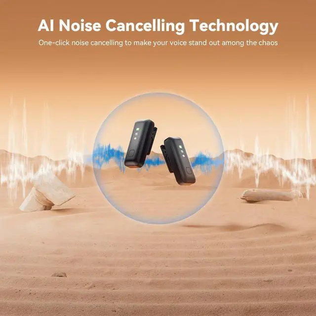 Alt view image 5 of 5 - LEVN Bluetooth Headset, Bluetooth Headphones with Microphone 60Hrs Working Time,Wireless Lavalier Microphone, Microphone for iPhone (2 TX + 2 RX + Charging Case)