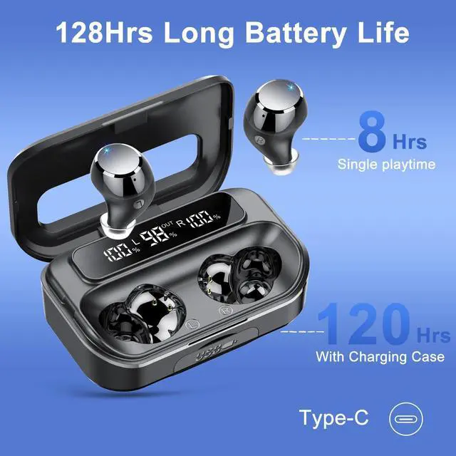Alt view image 2 of 5 - Ear Buds Wireless Bluetooth Earbuds Bluetooth 5.3 Headphones with 4 ENC Noise Cancelling Mic Powerful Bass In-Ear Earbuds with LED Display 128H IP7 Waterproof 2024 New Earphones for ios/Android