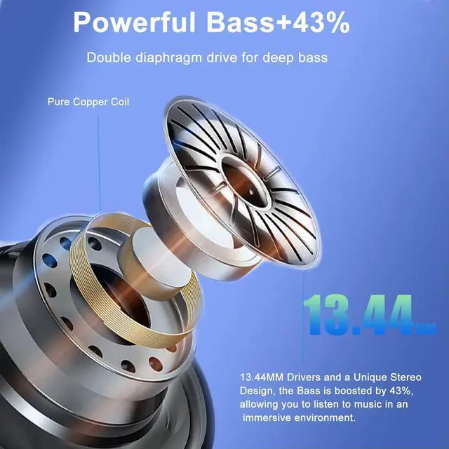 Alt view image 4 of 5 - Ear Buds Wireless Bluetooth Earbuds Bluetooth 5.3 Headphones with 4 ENC Noise Cancelling Mic Powerful Bass In-Ear Earbuds with LED Display 128H IP7 Waterproof 2025 New Earphones for ios/Android