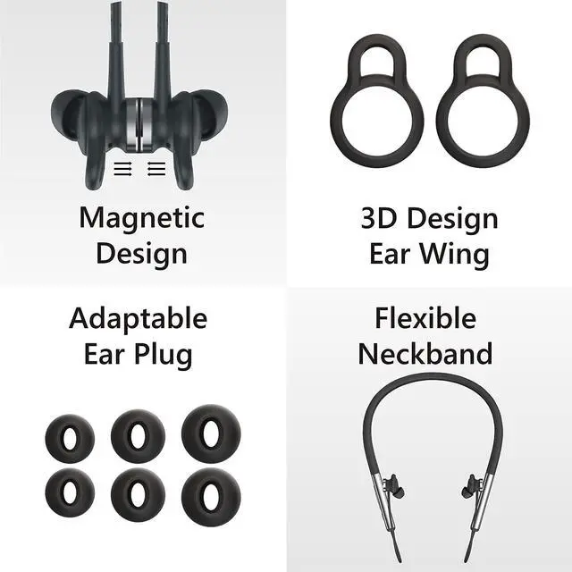 Alt view image 3 of 5 - Prosonic Wireless Neckband Headphones with 12mm Drivers, 12 Hours Playtime, HD Stereo, Crystal Clear Sound, IPX5 Waterproof, Sporty and Ergonomic Neck Hanging Design (Black Gold)