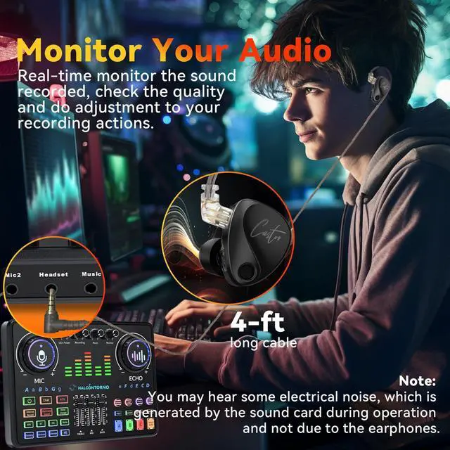 Alt view image 5 of 5 - HALCONTORNO Podcast IEM Earphones KZ Castor - Adjustable Enhanced Bass, Harman Target, Detachable Wired in Ear Monitor Headphones for Musicians Drum Guitar, Audífonos Intraurales (Without Mic)