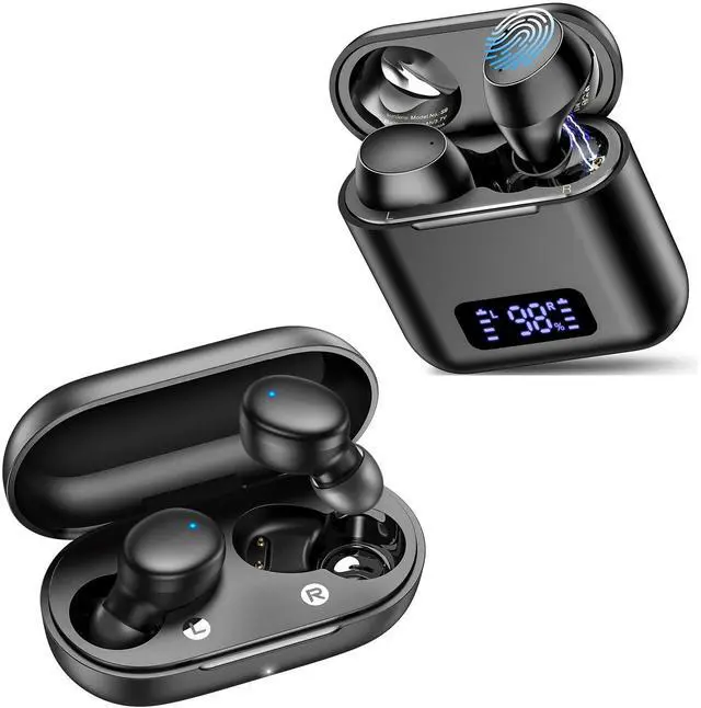 Main image of kurdene 2 Sets Wireless Earbuds Bluetooth 5.3 in Ear Light-Weight Headphones,60Hrs Playtime Ear Buds with Charging Case,Built-in Microphone Headset, with Deep Bass for Sport Black+Black