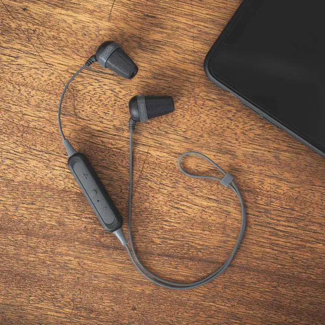 Alt view image 4 of 5 - KOSS The Plug Wireless Bluetooth in-Ear Buds, in-Line Microphone and Remote, Noise Isolating Memory Foam Cushions, Black