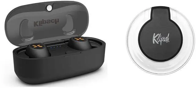 Main image of Klipsch S1 True Wireless Earphones with Wireless Charging Pad, 3.2"x1.5"x1.2"