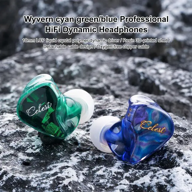 Alt view image 3 of 5 - QOA Celest WyvernQing 10mm LCP Driver in Ear Monitor Headphones, HiFi Wired Earbuds, Gaming Earbuds, IEM Earphones with Hand-Drawn Faceplate, Detachable Cable for Musicians Audiophile Singers DJ