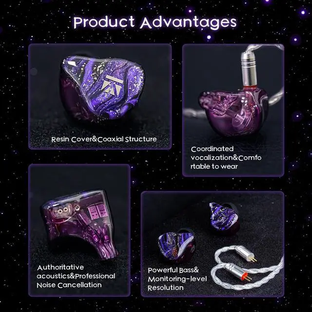 Alt view image 3 of 5 - KBEAR Cepheus Hybrid in-Ear Monitors,2DD+6BA IEM Earphones,16 Drivers Hybrid HiFi Wired Earbuds,Gaming Earbud with 4-Core Alloy Copper Silver-plated Cable for Musician Audiophile (No Mic, Blue)