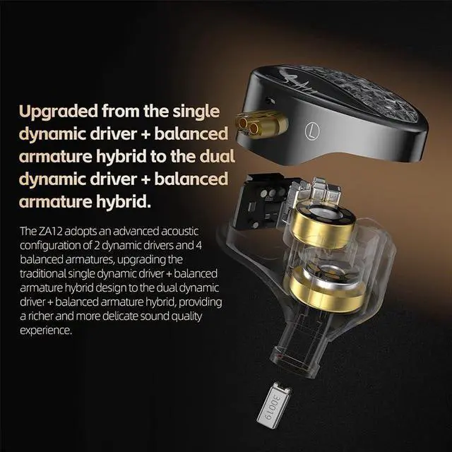 Alt view image 3 of 5 - kbear aegis IEM Cable and kz za12 in Ear Monitor Headphones