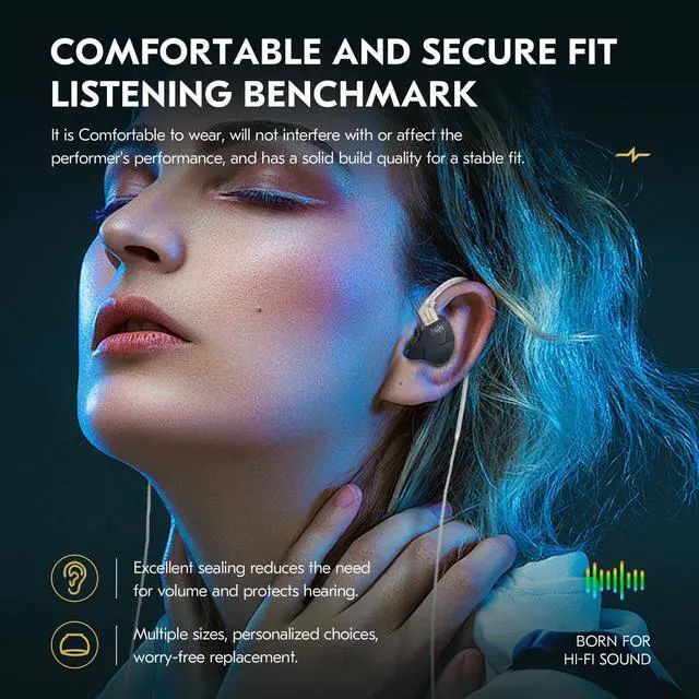 Alt view image 5 of 5 - Kinboofi ccz mc01 in Ear Monitor Headphones and kbear st12 Plus 2m IEM Cable