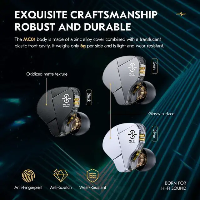 Alt view image 4 of 4 - Kinboofi ccz mc01 in Ear Monitor Headphones and kbear 07 Ear Tips Headphones