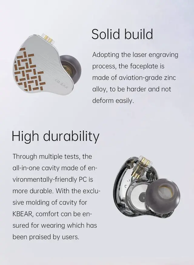 Alt view image 4 of 5 - Kinboofi KBEAR Rosefinch Wired Headphone,5m Silicon Composite Biological Diaphragm DD Stereo Earphone+5 Pairs KBEAR 07 Ear Tips