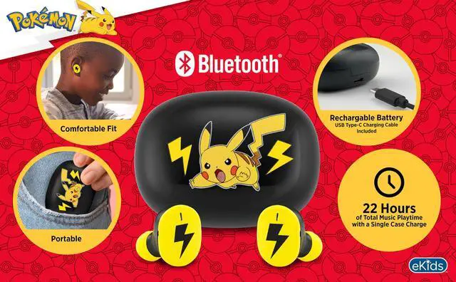 Alt view image 2 of 5 - eKids Wireless Earbuds with Microphone, Bluetooth Earbuds with Charging Case Designed for School, Home, or Travel (Pokemon)