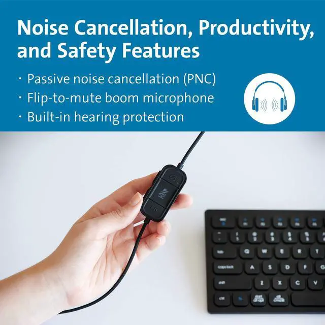 Alt view image 5 of 5 - Kensington Noise Cancelling H2000 USB-C Over-Ear Headset (K83451WW)