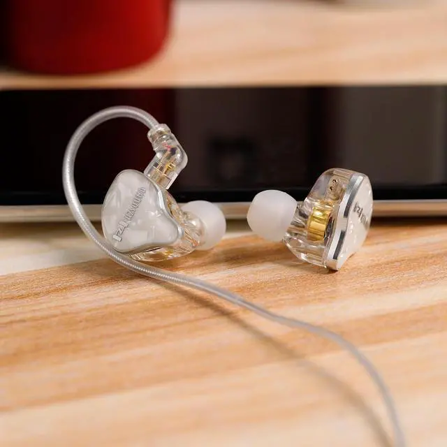 Alt view image 2 of 5 - Hzsound White Snow in Ear Monitors IEM Earphones, Stereo Wired Headphones 10 MM LCP+PU Diaphragm Resin Drip IEMs, Gaming Earbuds Studio Headsets in Ears Positional Audio Location for Singer, Musician