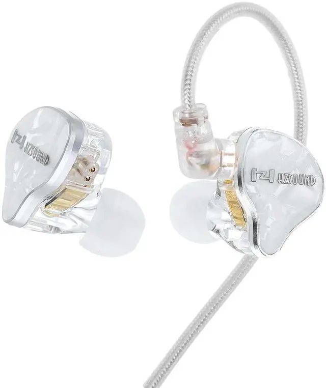 Main image of Hzsound White Snow in Ear Monitors IEM Earphones, Stereo Wired Headphones 10 MM LCP+PU Diaphragm Resin Drip IEMs, Gaming Earbuds Studio Headsets in Ears Positional Audio Location for Singer, Musician