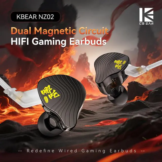 Alt view image 2 of 5 - KBEAR NZ02 in Ear Monitor Wired Headphones, PU + PET Dual Magnetic Circuit Wired Gaming Earbuds, 3D Sound iems for Gaming IEM Earbuds for Musicians/Game/Voice Calls, Non-Detachable (TYPE-C, with Mic)