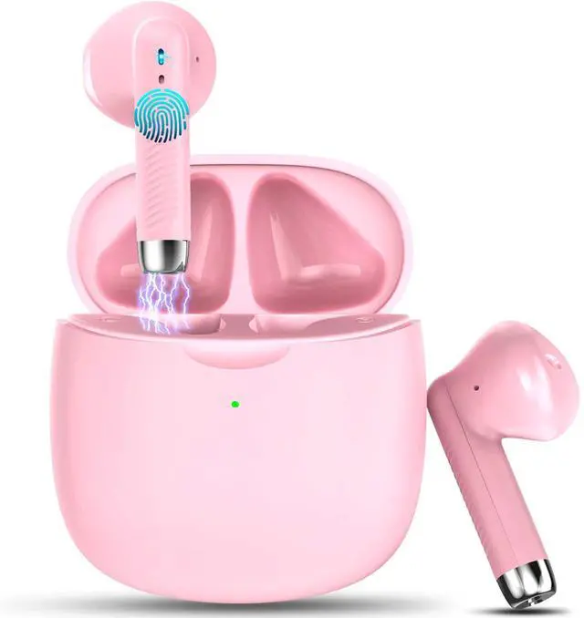 Main image of Wireless Earbuds, Bluetooth 5.4 Earbuds Stereo Bass, Bluetooth Headphones in Ear Noise Cancelling Mic, Earphones IP7 Waterproof Sports, 32H Playtime USB C Charging Case Pink Ear Buds for Android iOS