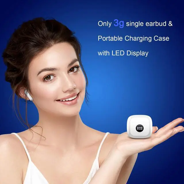 Alt view image 5 of 5 - Jxrev 2 Pack White and Purple Wireless Earbuds, Wireless Earbuds, Bluetooth Ear Buds LED Power Display Headphones Bass Stereo, Bluetooth Earbuds in-Ear Noise Cancelling Mic, 40H Playback Mini Case