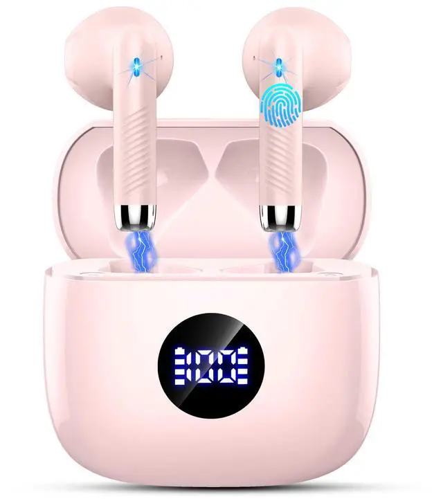 Main image of Wireless Earbuds, Bluetooth 5.4 Headphones HiFi Stereo, in Ear Earphones with 4 ENC Noise Cancelling Mics, 40H Playback Ear Buds with Mini Case LED Display, IP7 Waterproof Headset with USB C Charging