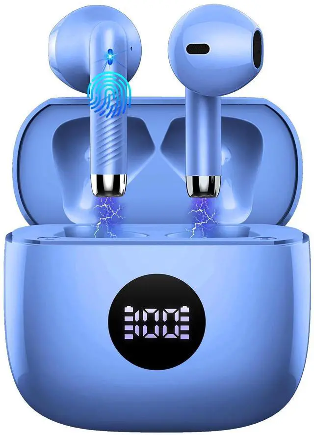 Main image of Jxrev Wireless Earbuds, Bluetooth 5.4 Earbuds USB C Stereo Bass, Bluetooth Headphones in Ear Noise Cancelling Mic, Sports Earphones IP7 Waterproof, 40H Playtime Mini Charging Case Ear Buds Light Blue