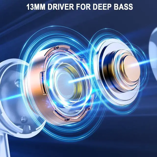 Alt view image 3 of 5 - Jxrev Wireless Earbuds, Bluetooth 5.4 Earbuds USB C Stereo Bass, Bluetooth Headphones in Ear Noise Cancelling Mic, Sports Earphones IP7 Waterproof, 40H Playtime Mini Charging Case Ear Buds Light Blue