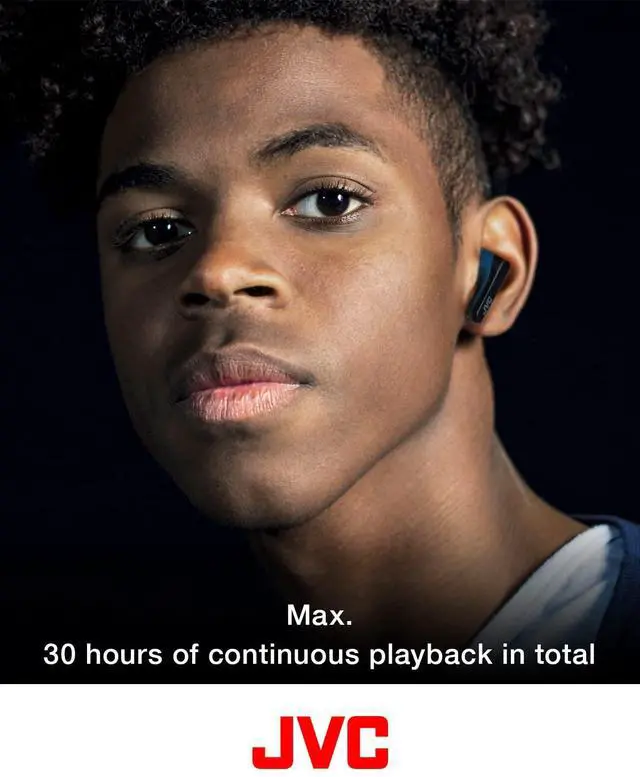 Alt view image 4 of 5 - JVC RIPTIDZ True Wireless Headphones with Touch Sensor Operation, Single Ear use, IPX5, Bluetooth 5.1, Long Battery Life (up to 30 Hours) - HAA9TA (Blue), Small