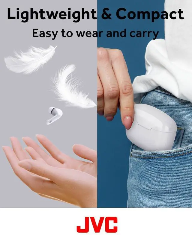 Alt view image 3 of 5 - JVC Ultra Compact True Wireless Earbuds Headphones, Total 12 Hour Battery Life, Sound with 13mm Driver, USB-C Connection - HAB5TW (White)