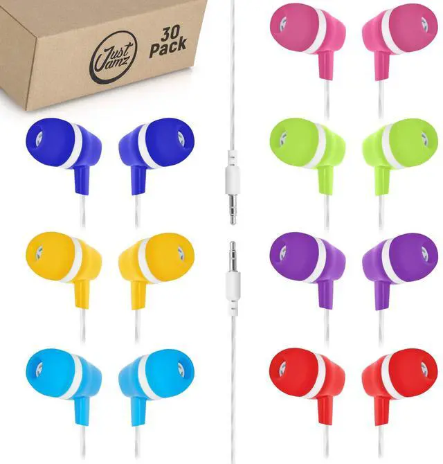 Alt view image 2 of 5 - 60 Bulk Wired Earbuds - 30x Wired Earbuds with Microphone & 30x No-Mic Wired Earphones | Multi-Color In-Ear Headphones for Classroom, School, Libraries | Earbuds Wired with Mic & Ear Buds Bulk Pack