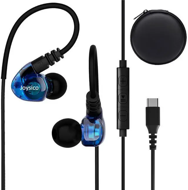 Main image of USB C Headphones Wired Type C Earbuds w Microphone, Controls and Over Ear Hook, Sport Running in-Ear Earphones for iPhone 15, 15 Pro Max, iPad, Samsung Galaxy, Google Pixel and Other Android Phones