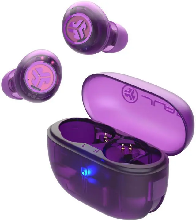 Main image of JLab Go Pop ANC True Wireless Earbuds & Charging Case, Transparent Purple, Active Noise Cancelling, 10mm Drivers, Dual Connect, Customize Your Sound with App, Be Aware Mode, Google Fast Pair