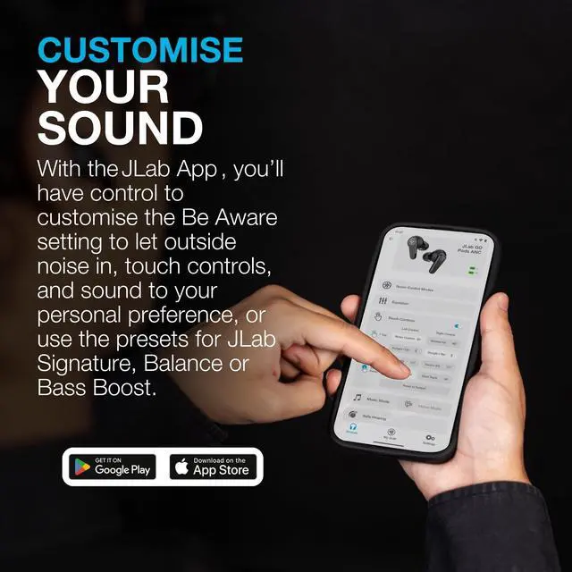 Alt view image 4 of 5 - JLab Go Pods ANC True Wireless Bluetooth Earbuds & Charging Case, Sage, Hybrid Active Noise canceling + Be Aware for Safe Listening, 26+ Hours Total Playtime, Clear Calls, Custom Sound via App