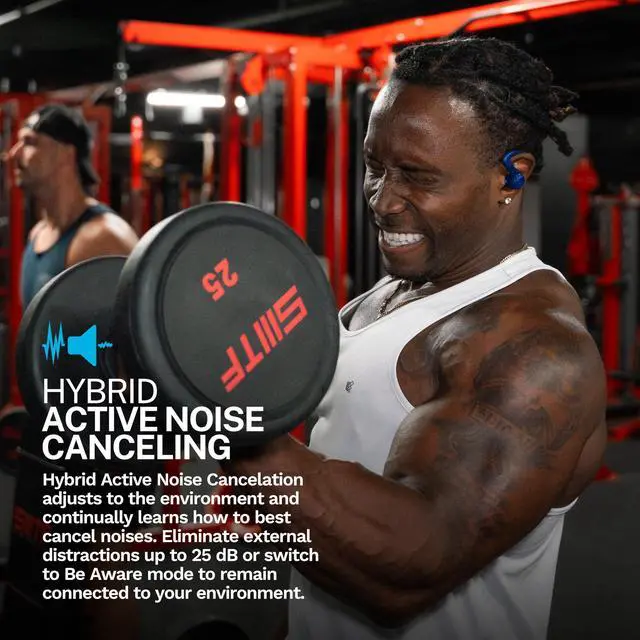 Alt view image 3 of 5 - JLab JBuds Sport ANC 4 True Wireless Bluetooth Earbuds + Charging Case, Cobalt Blue, Swipe + Touch Controls, Hybrid Active Noise Cancelation, Multipoint Connect, Customized Settings App