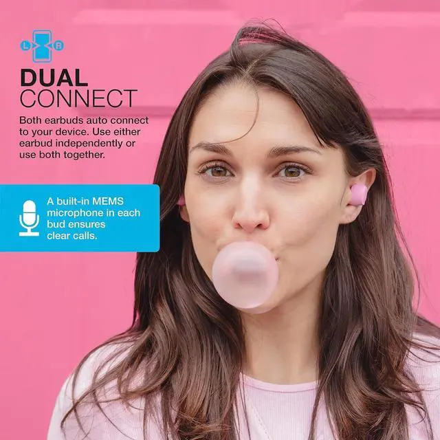 Alt view image 5 of 5 - JLab Go Air Pop+ True Wireless Bluetooth Earbuds in Pink Plus Cloud Foam Mnemonic Earbud Tips