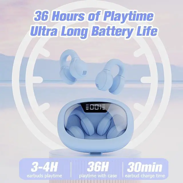 Alt view image 2 of 5 - Clip On Open Ear Earbuds Wireless Bluetooth Small Earclip Outer Ear Clip Kids Air Bone Conduction Headphones Open Ear Ear Buds That Don't Go in Ear Air Bone Conducting Earphones Headset Speaker