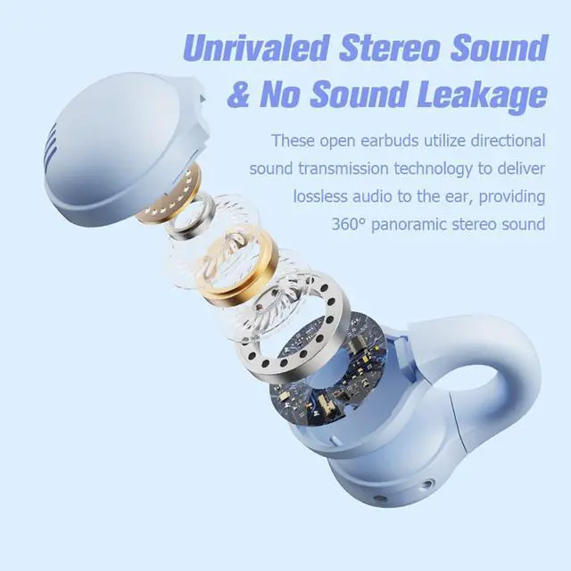 Alt view image 4 of 5 - Clip On Open Ear Earbuds Wireless Bluetooth Small Earclip Outer Ear Clip Kids Air Bone Conduction Headphones Open Ear Ear Buds That Don't Go in Ear Air Bone Conducting Earphones Headset Speaker