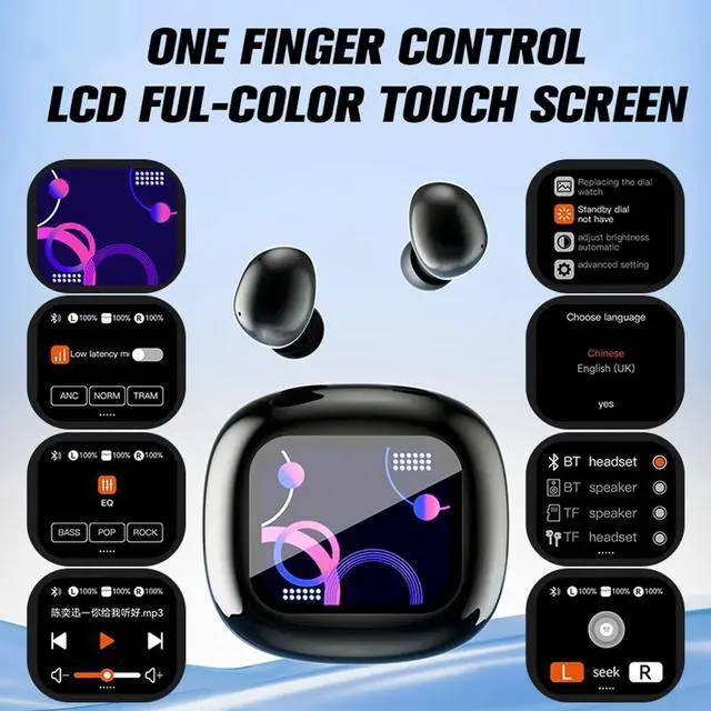 Alt view image 2 of 5 - Touch Screen Invisible Small Mini Earbuds Wireless Bluetooth 5.4 Discreet Hidden Headphones for Work, Active Noise Cancelling Earphone Touchscreen ANC Earbuds Blue Tooth Ear Buds for Small Ears Canals
