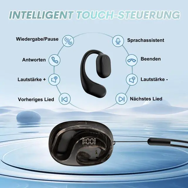Alt view image 5 of 5 - Open Ear Earbuds OWS Hanging Earphones 5.4 Bluetooth Earphones Over the Ear Earbuds Wireless Bluetooth Sport Air Bone Conduction Conducting Headphones for Running Outer Earbuds for small Ear Canals