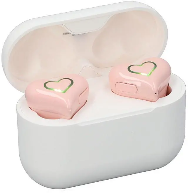 Main image of Jectse Heart Shaped Earbuds, HiFi Stereo Bluetooth Headphones with Charging Case, Lightweight Noise Cancelling Earphones for Phone Laptop (Pin)