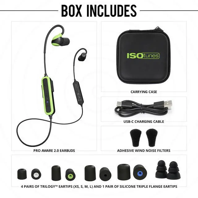 Alt view image 2 of 5 - ISOtunes PRO Aware 2.0: Bluetooth Hearing Protection Earbuds with Audio Passthrough for Situational Awareness, IP67 Water and Dust Proof, 26 dB NRR Rating, 15 Hour Battery, High Fidelity Audio