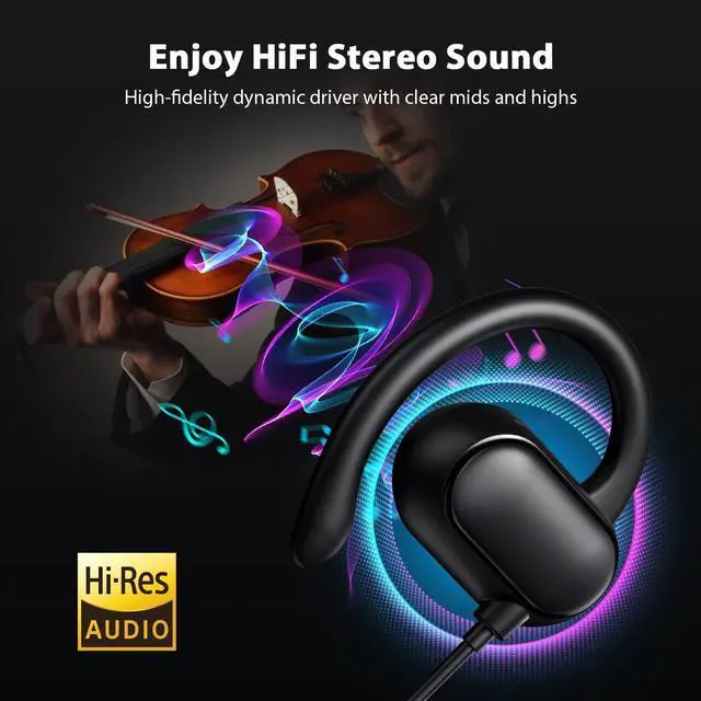 Alt view image 3 of 5 - USB C Headphones Wired Over Ear Earbud for Apple iPhone 16 15 Pro Max 16e iPad Open Outside Ear Buds Sweatproof Type C Corded Earphones for Samsung Galaxy S25 S24 S23 Plus for Google Pixel 9 8 Android