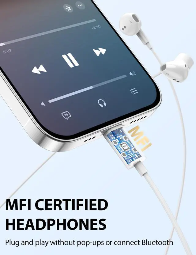 Alt view image 2 of 5 - iMangoo for Lightning Headphones Wired MFi Certified Magnetic Earbuds Anti Drop Ear Buds Tips Corded Earphones with Microphone Volume Control for Apple iPhone 14 Plus 13 Pro Max 12 Mini 11 XS XR